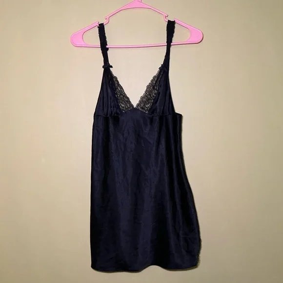 Victoria’s Secret Black Satin and Lace Slip - Picture 3 of 7
